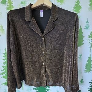 Lilac & London Shimmer Knit Button-Down Sleep Shirt